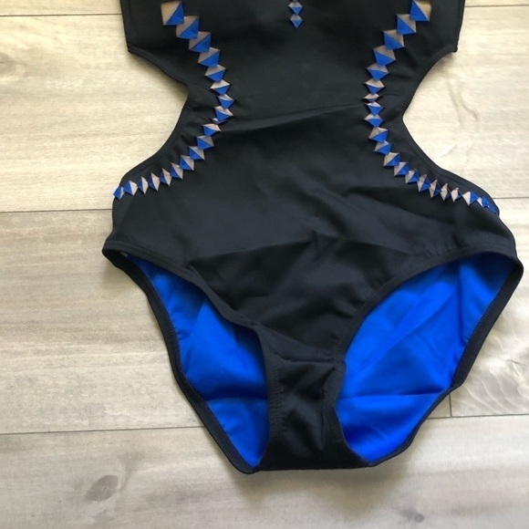 Kenneth Cole Black Blue One Piece Cutout Swimsuit S - Picture 4 of 11